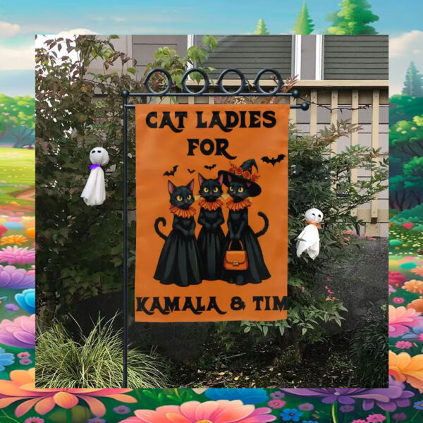 Cat Ladies For Kamala & Tim Halloween 2024 Flags