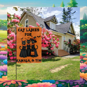 Cat Ladies For Kamala & Tim Halloween 2024 Flags