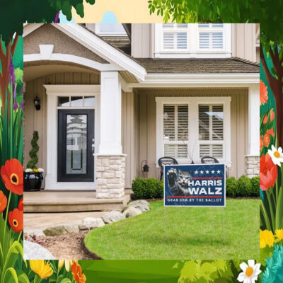 Cat Lady For Harris Walz Grab Him The Ballot Yard Sign