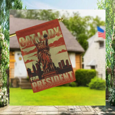 Cat Lady For President Kamala Flag