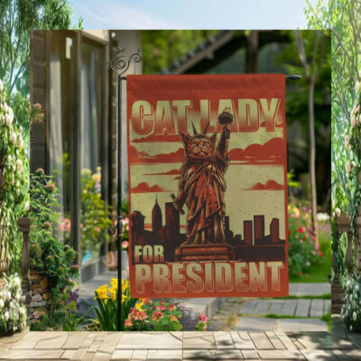 Cat Lady For President Kamala Flag