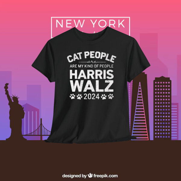 Cat People Are My Kind Of People Harris Walz 2024 Shirt