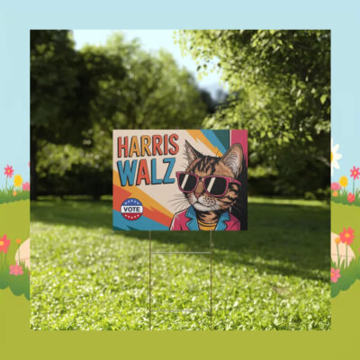 Cat Vote Harris Walz 2024 Yard Signs