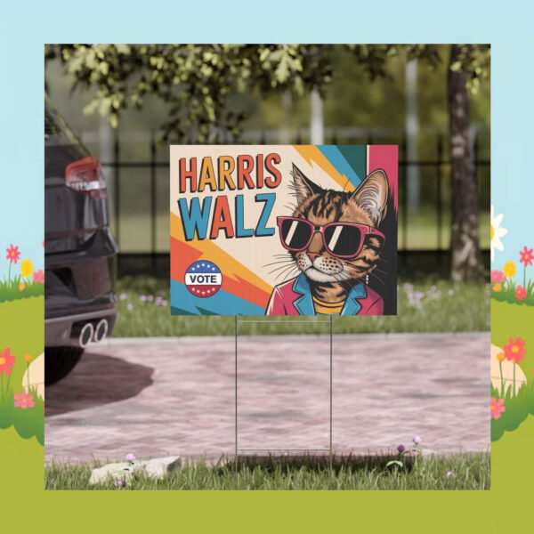 Cat Vote Harris Walz 2024 Yard Signs