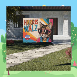 Cat Vote Harris Walz Yard Sign
