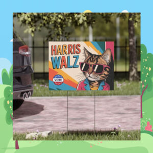 Cat Vote Harris Walz Yard Sign