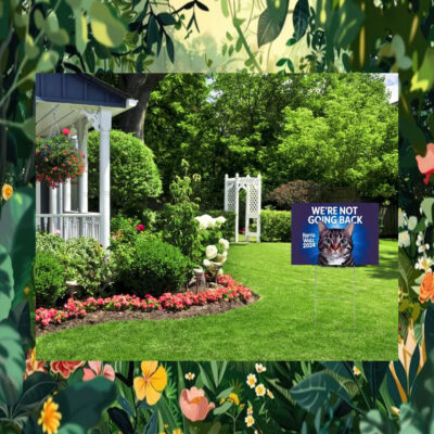Cats For Harris Walz 2024 We're Not Going Back Yard Sign