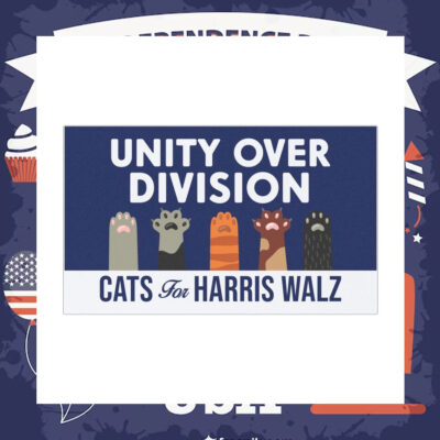 Cats For Harris Walz Unity Over Division 2024 Car Magnet