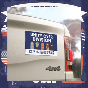 Cats For Harris Walz Unity Over Division 2024 Car Magnet