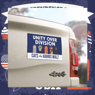 Cats For Harris Walz Unity Over Division 2024 Car Magnet
