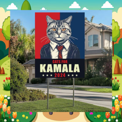 Cats For Kamala 2024 President Plastic Yard Sign