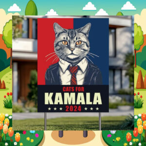 Cats For Kamala 2024 President Plastic Yard Sign