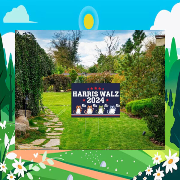 Childless Cat Lady For Harris Walz 2024 Political Yard Sign