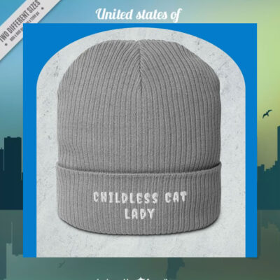 Childless Cat Lady For Kamala Organic Ribbed Beanie