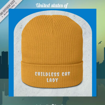 Childless Cat Lady For Kamala Organic Ribbed Beanie