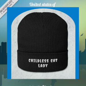 Childless Cat Lady For Kamala Organic Ribbed Beanie