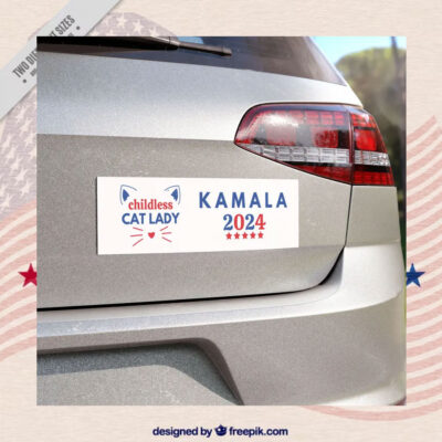 Childless Cat Lady Kamala 2024 Car Magnet