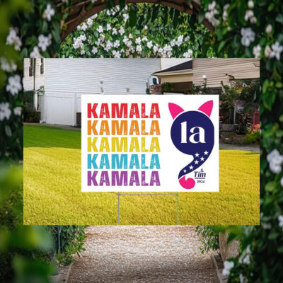 Colorful Comma La Kamala & Tim 2024 Yard Sign
