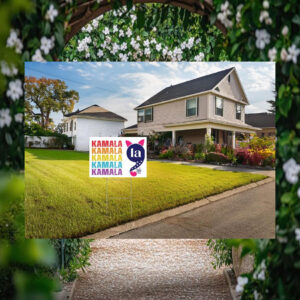 Colorful Comma La Kamala & Tim 2024 Yard Sign