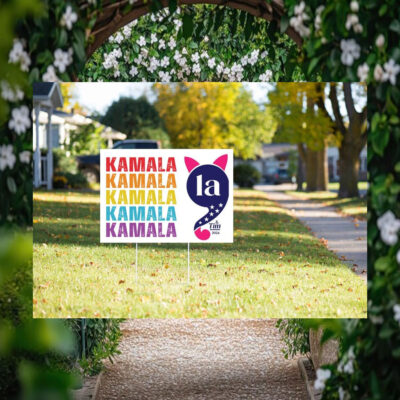 Colorful Comma La Kamala & Tim 2024 Yard Sign