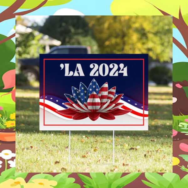Comma La Harris 2024 American Lotus Yard Sign