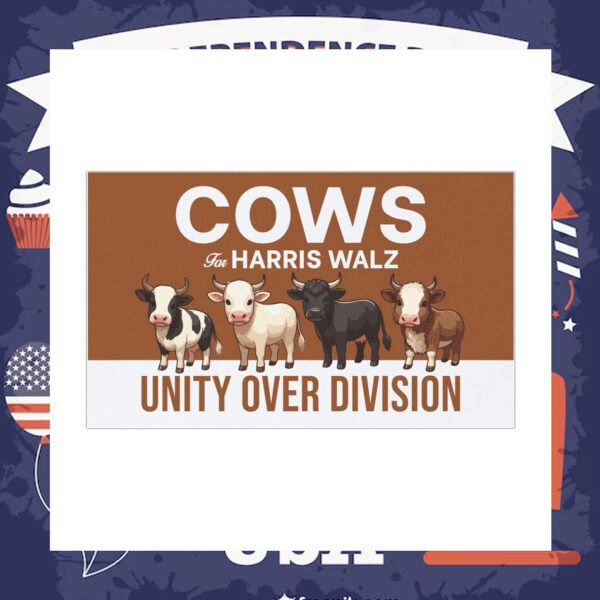 Cows For Harris Walz Unity Over Division 2024 Car Magnet