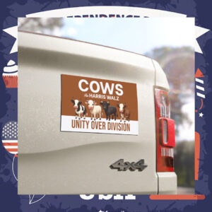 Cows For Harris Walz Unity Over Division 2024 Car Magnet
