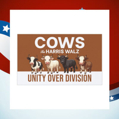 Cows For Harris Walz Unity Over Division Car Magnet