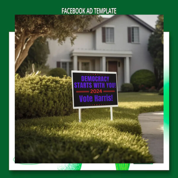 Democracy Starts With You Vote Harris 2024 Election Yard Sign