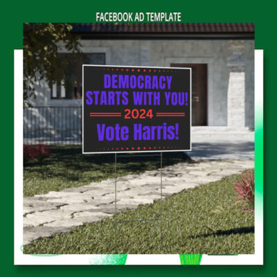 Democracy Starts With You Vote Harris 2024 Election Yard Sign