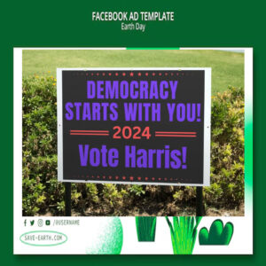 Democracy Starts With You Vote Harris 2024 Election Yard Sign