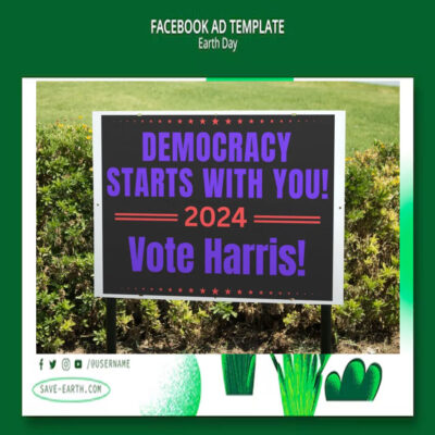 Democracy Starts With You Vote Harris 2024 Election Yard Sign