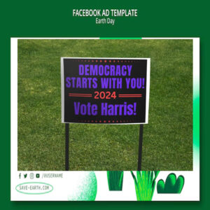 Democracy Starts With You Vote Harris 2024 Election Yard Sign