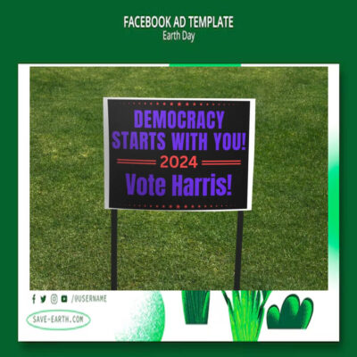 Democracy Starts With You Vote Harris 2024 Election Yard Sign