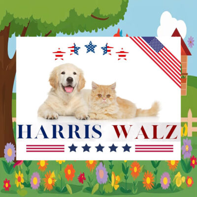 Dog And Cat For Harris Walz Yard Sign