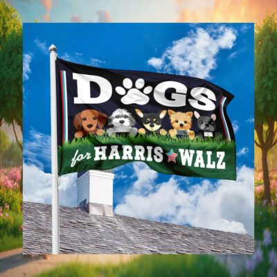 Dogs For Harris Walz House Flag