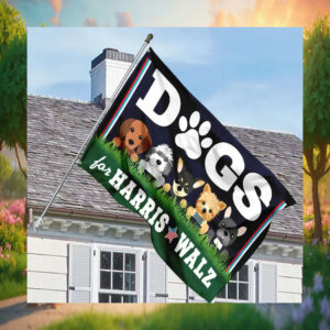 Dogs For Harris Walz House Flag