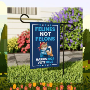 Felines Not Felons Flag Harris 24 Vote Blue Flag