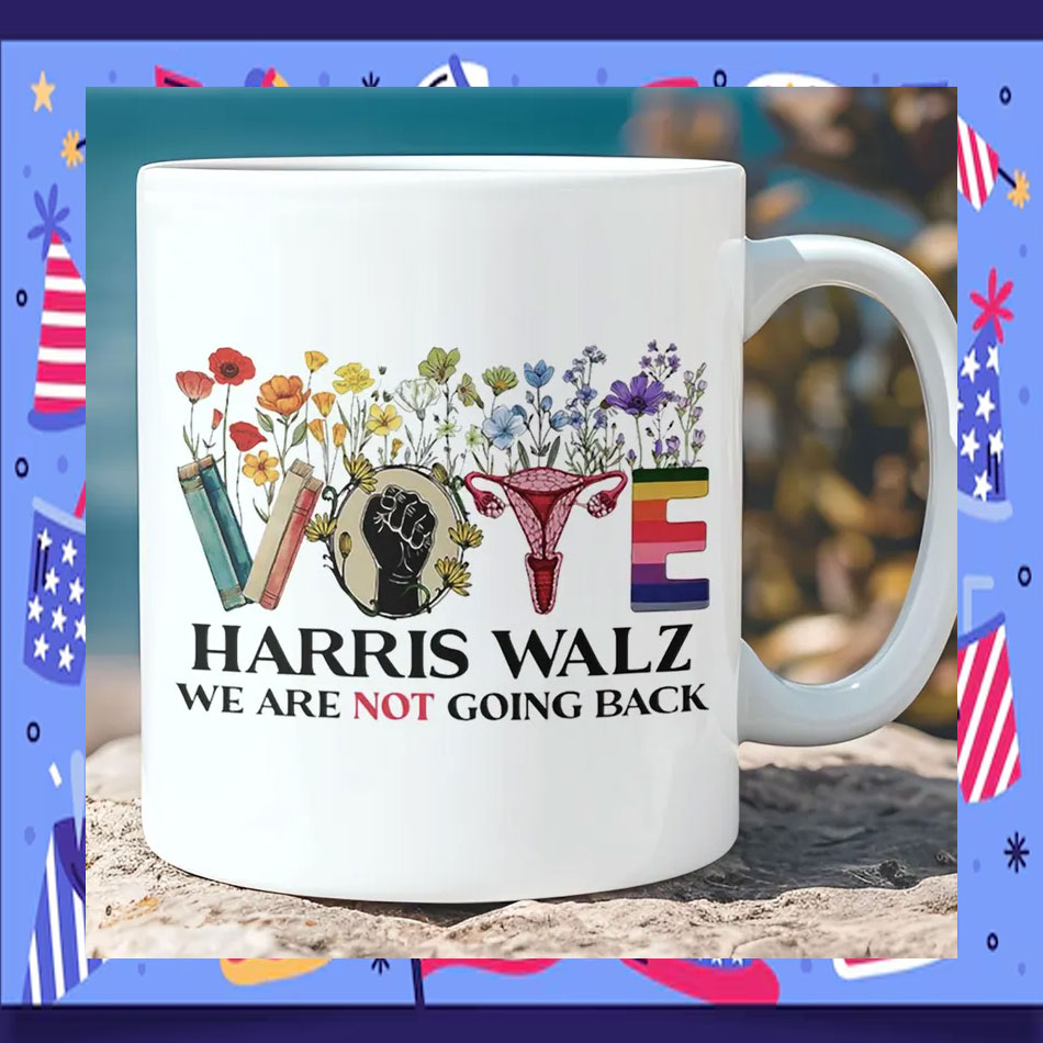Floral Vote Harris Walz We Are Not Going Back Mug