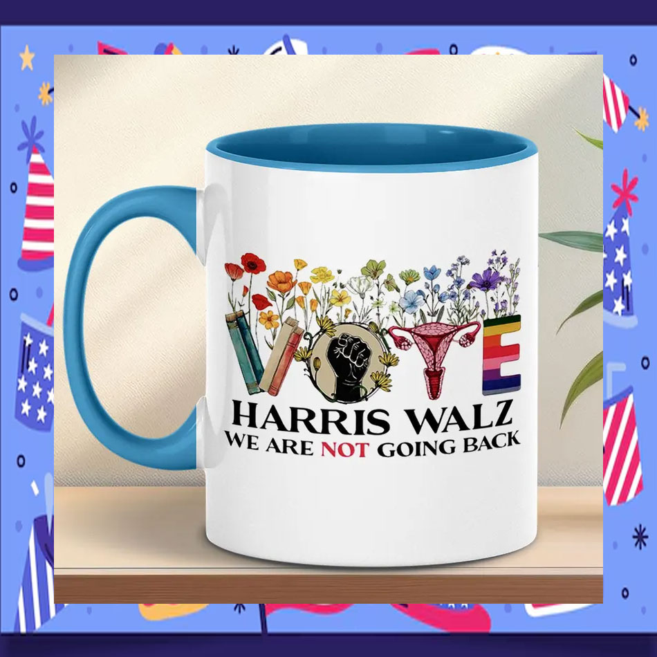 Floral Vote Harris Walz We Are Not Going Back Mug