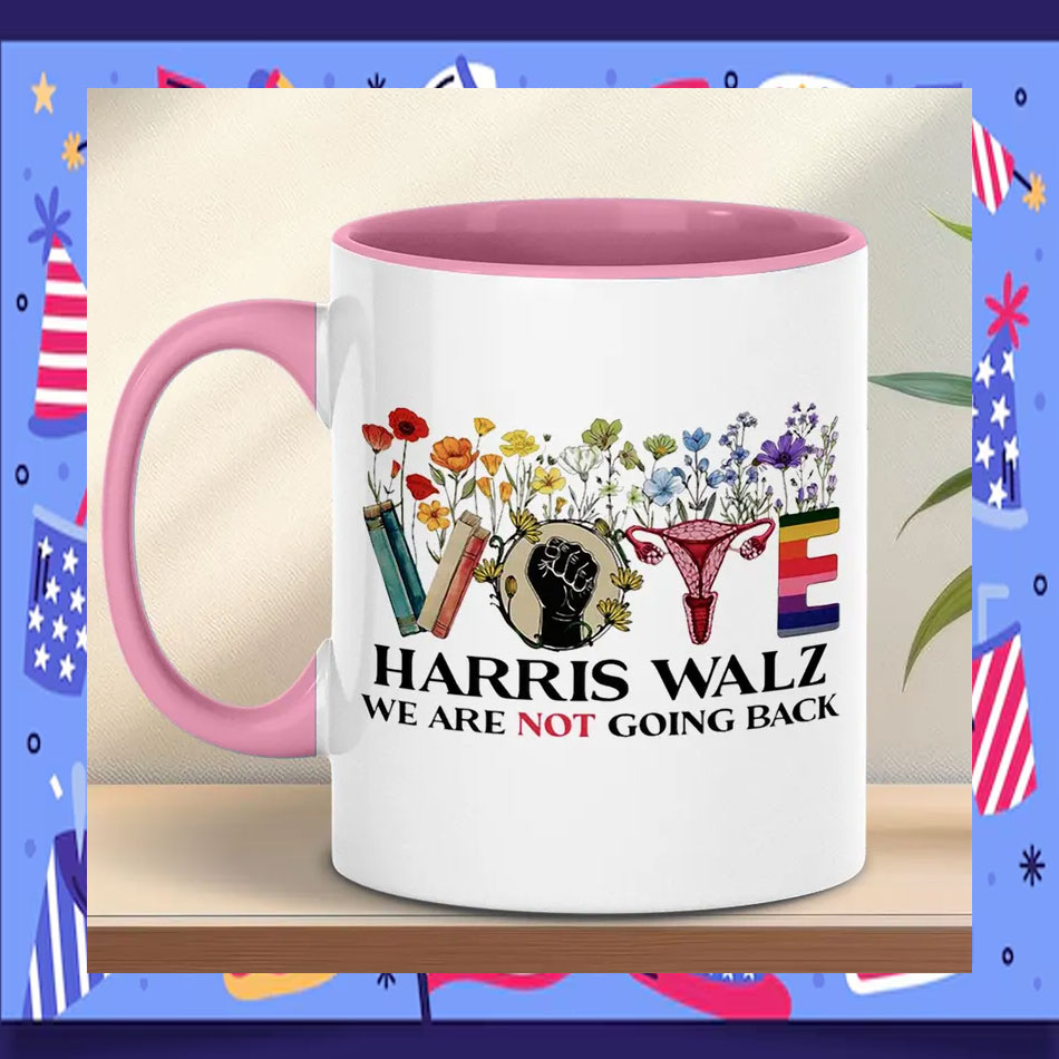 Floral Vote Harris Walz We Are Not Going Back Mug