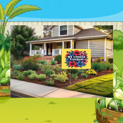 Flower We Choose Freedom Kamala Harris 24 Yard Sign