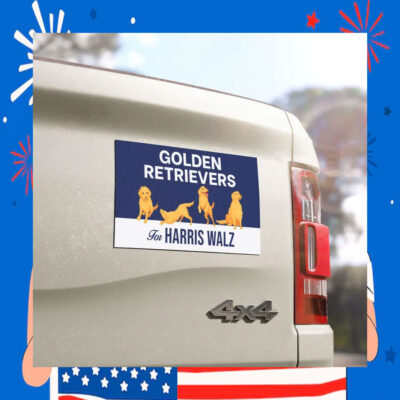 Golden Retrievers For Harris Walz Car Magnets