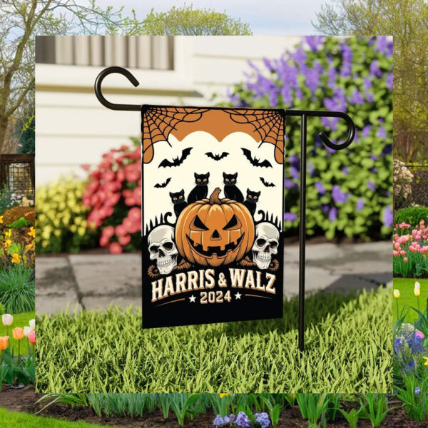 Halloween Cat Harris & Walz 2024 Flag