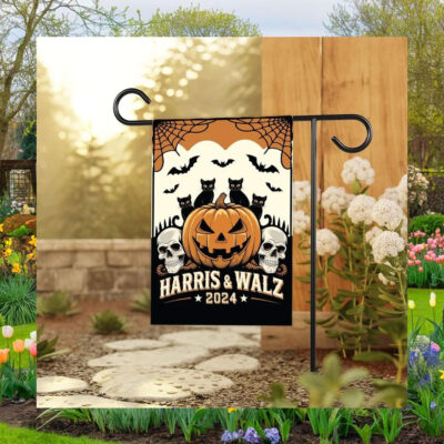 Halloween Cat Harris & Walz 2024 Flag