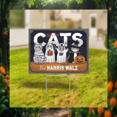 Halloween Spooky Cats For Harris Walz Yard Sign