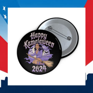 Happy Kamalaween 2024 Flying Broom Pin Button