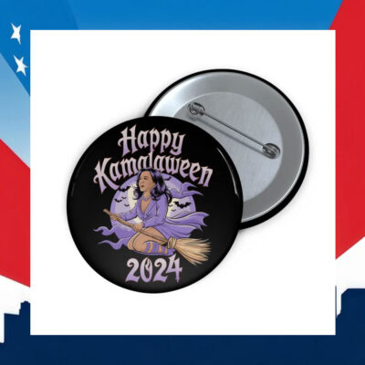 Happy Kamalaween 2024 Flying Broom Pin Button