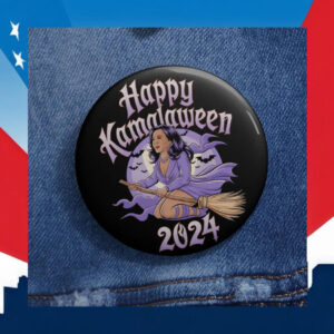 Happy Kamalaween 2024 Flying Broom Pin Button