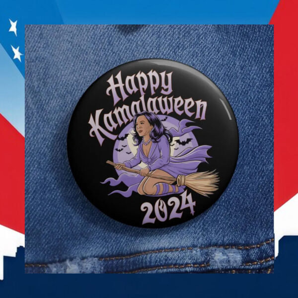 Happy Kamalaween 2024 Flying Broom Pin Button